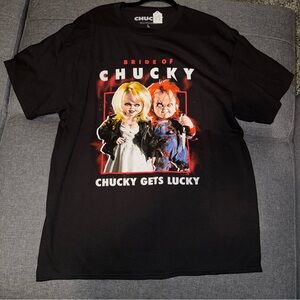 NWT “Chucky Gets Lucky” T-Shirt Horror Halloween Size L Black